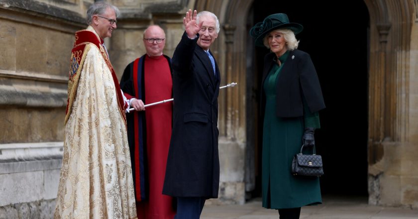 King Charles III attends the Easter service