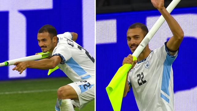 İsrailli futbolcudan skandal gol sevinci! Korner direğini silah yapıp sahayı taradı